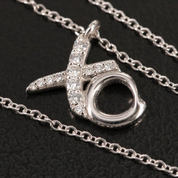 Tiffany & Co. 18K White Gold Diamond XO Pendant Necklace - Picture 4 of 10